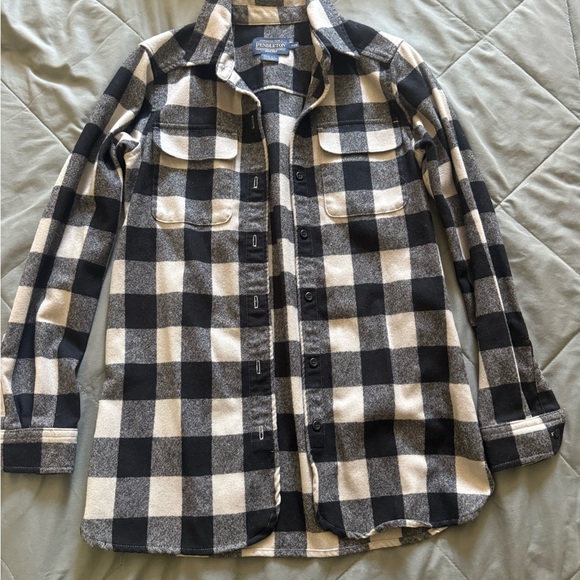 Pendleton Tops - Pendleton Black and White Plaid Button Down Shirt